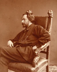 Portrett av forfatteren Leonid Nikolaievich Andreyev (Leonid Andreiev) (1871-1919). Silver Gelatin Photography av Dmitri Spiridonovich Zdobnov (slutten av 1800-tallet)