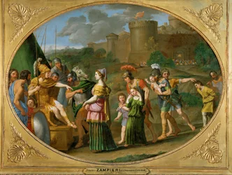 Timoclee, fanget av amenee devant Alexandre - Timoclea blir ført frem for Alexander den store som fange …