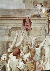 Story of St. Cecilia: Aumone of St. Cecilia, detalj (Fresco