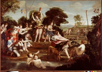 Jakten på Diana Maleri av Domenico Zampieri dit Il Domenichino (1581-1641) 1617 Dim.218x312 cm Roma Galleria Borghese - Jakten på Diana, av Domenico Zampieri a.k.a Il Domenichino (1581-1641). Olje på lerret, 218x312 cm