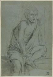 Sittende ungdom: Study for Flagellation of Saint Andrew