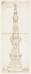 Design for Obelisken til St. Dominic, Piazza San Domenico Maggiore, Napoli