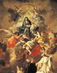 Ære med hellige og engler, av Domenico Antonio Vaccaro (1680-1750), Detalj