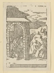 Metallenes kall. Hefaistos (Vulkan) og en lærd står ved smedens ild, mens gudene (som representanter for metallene) gjemmer seg ute i klippene: Saturn (bly), Jupiter (tinn), Venus (kobber), Luna (sølv), Merkur (kvik