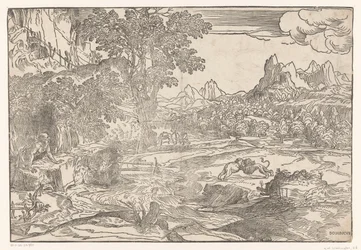 Landskap med Hieronymus og to løver