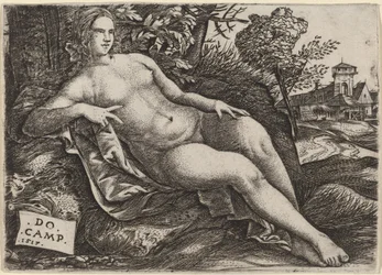 Venus liggende i et landskap