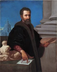 Portrett av Michelangelo Buonarroti av Domenico Cresti, kalt Il Passignano (1559-1638) - Galleria Enrico Lumina, Bergamo