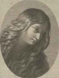 Hodet til Maria Magdalena ser ned til høyre, i en oval ramme, etter Ren..., ca. 1745-1803.