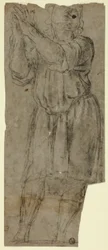 Mann som står i bønn (recto); Draperistudie (verso)