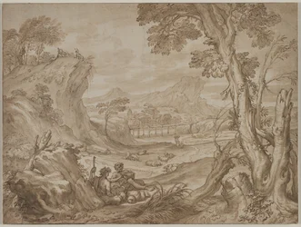 Landskap med hyrder, ca. 1700.