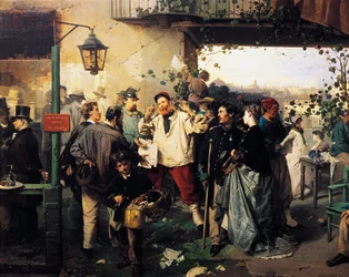 News of Peace of Villafranca, detalj fra maleri av Domenico Induno (1815-1878)