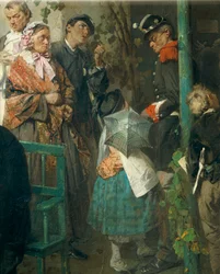 Nyheter om freden i Villafranca, av Domenico Induno, detalj