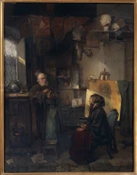 The Aged Moneylender undersøker de siste smykkene til Lady Fallen on Hard Times, av Domenico Induno