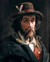 Risorgimento: "" Portrett av Francesco Nullo (1825-1863), italiensk patriot og løytnant for hæren til Giuseppe Garibaldi "" Maleri av Domenico Morelli (1826-1901) Privat samling