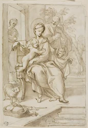 Hellig familie med Saint Anne og spedbarnet Saint John the Baptist
