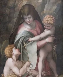 Madonna and Child with the Young St John, Domenico Puligo (olje på panel)