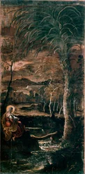Saint Mary den egyptiske maleri av Tintoretto eller Tintoret (Jacopo Robusti) (1518-1594) 1583-1587 Scuola di san Rocco, Venezia