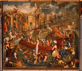 Korsfarernes erobring av Konstantinopel i 1204 (olje på lerret)