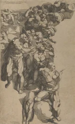 Gruppe fra siste dom, St. Bartholomew, St. Peter og andre apostler, 1500-tallet.