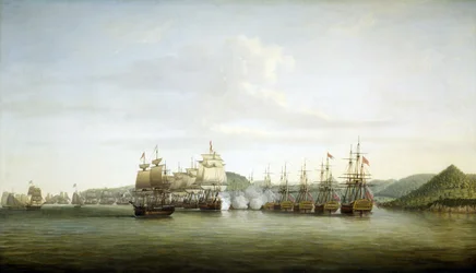 Den amerikanske revolusjonen (eller amerikanske revolusjonskrigen) 1775–1783: Major Samuel Barringtons manøver på øya Saint Lucia, fransk besittelse i Vestindia, 15. desember