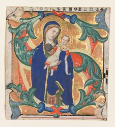 Innledende S[alve sancta parens] fra en Gradual: Madonna and Child