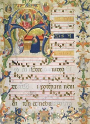 Frontispice av en korbok fra Montoliveto Monastery, ca. 1390 (blekk gouache og gull på pergament)