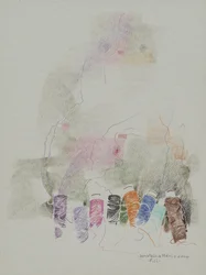 Tråder, 2000 (fargeblyanter på papir)