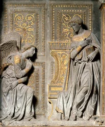 Bebudelsen, høyrelieff av Donato de Bardi, kjent som Donatello (ca. 1386-1466), 1435, Chiesa di Santa Croce, Firenze