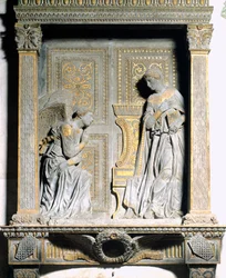 Bebudelsen, Donatello (ca. 1386-1466), Basilica di Santa Croce (Helligkorsbasilikaen) i Firenze, Toscana