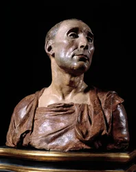 Bysteportrett av condottiere Niccolo da Uzzano (1359-1431) "" Terracotta-skulptur av Donato de 