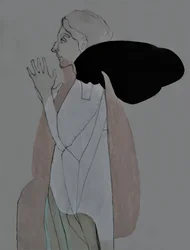 Profil av en bedende kvinne