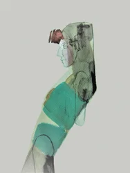 Teal-farget drapert profil