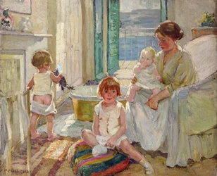 Familien (olje på lerret)