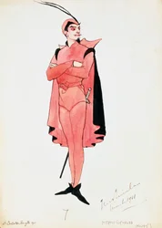 Kostyme for Mephistopheles in Faust av Charles Gounod, skisse av Carleton Smyth, for fremføring i 1911, 1900-tallet