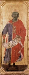 Profeten Salomon Detrempe på tre av Duccio di Buoninsegna (1255-1318 / 9) 1308-1311 Mål 42,5x16 cm Siena, Museo del Opera Metropolitana