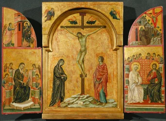 Triptych: Korsfestelse og andre scener
