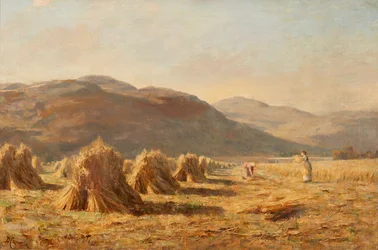 Høsting nær Dumyat, Ochil Hills (olje på lerret)