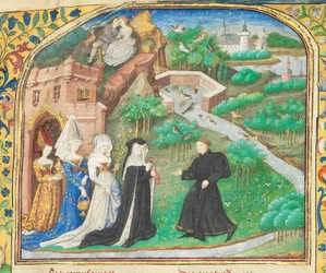 Side fra "La Belle Dame Sans Merci" av Alain Chartier, Paris, tidlig på 1400-tallet