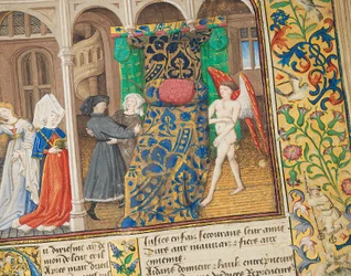 Side fra "La Belle Dame Sans Merci" av Alain Chartier, Paris, tidlig på 1400-tallet
