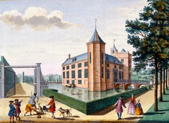 Assumburg Castle, fra Het Zeganpralent Kennemerlant av Hendrick de Leth og Matthias Brouerius Van Nidek, utgitt ca. 1700-1730