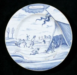 Delftvareplate som viser januar måned (tinnglasert lertøy)