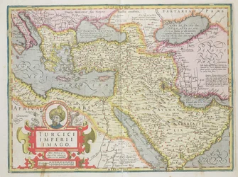 Kart over det tyrkiske imperiet, fra puben Mercator Atlas. av Jodocus Hondius (1563-1612) Amsterdam, 1606