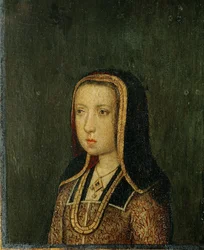 Margarete av Østerrike, guvernør i Nederland, datter av keiser Maximilian … (maleri på tre)