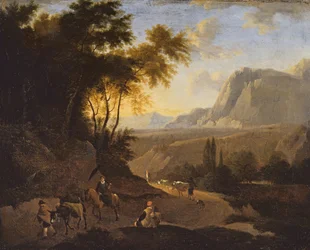 Fjelllandskap med figurer, slutten av 1600-tallet (olje på lerret)
