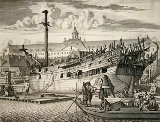 Skip som tok fyr foran Marine Arsenal til det nederlandske østindiske kompaniet