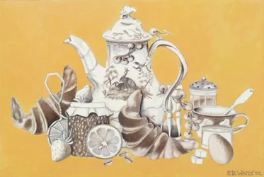 Frokost, 1993 (akryl på papir)