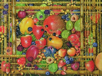 Fruit in Bamboo Box, 1999 (akryl på lerret)