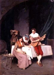 The Bashful Flower Seller (olje på lerret)