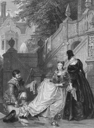 Scene fra Sir Walter Scotts Kenilworth. Wayland, Amy Robsart og Janet, 1834.