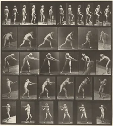 Skiltnummer 521. A: Gående. B: Oppstigende trinn. C. Kasteskive. D: Bruk av spade. E, F. Bruk av hakke, 1887 (foto)
